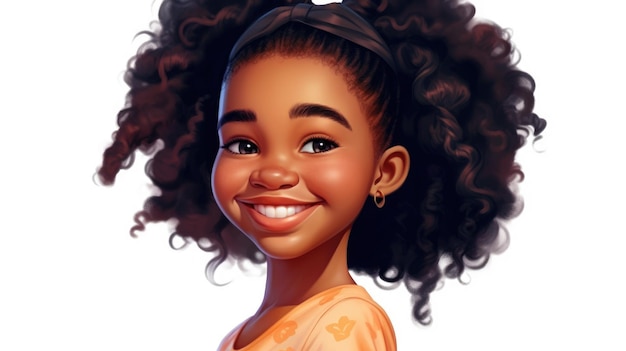 A cartoon girl with a smile on her face