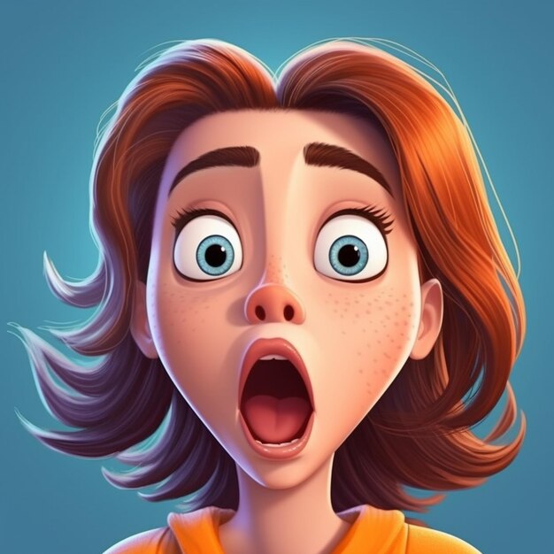 a cartoon girl with a surprised look on her face generative ai