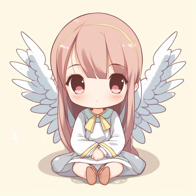 Карикатура на девушку с крыльями на голове