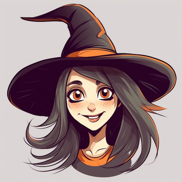 a cartoon girl with a witch hat and a witch hat.