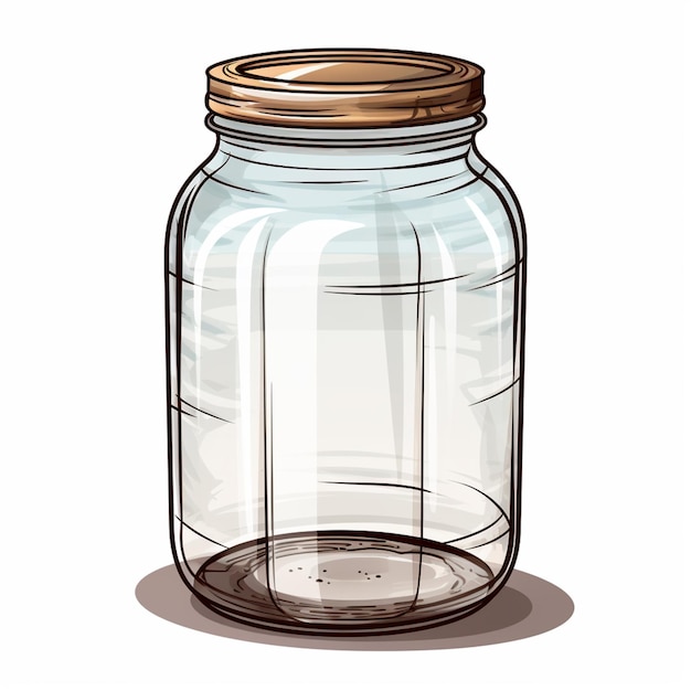 Foto un barattolo di vetro a cartone animato con un coperchio di legno su uno sfondo bianco