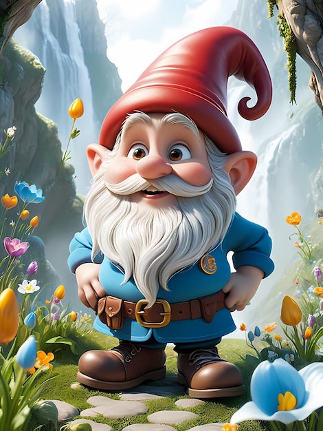 a cartoon of a gnome fantasy gnome cute 3d cartoon gnome isolated white background spring gnome