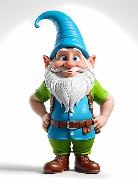 Photo a cartoon of a gnome fantasy gnome cute 3d cartoon gnome isolated white background spring gnome