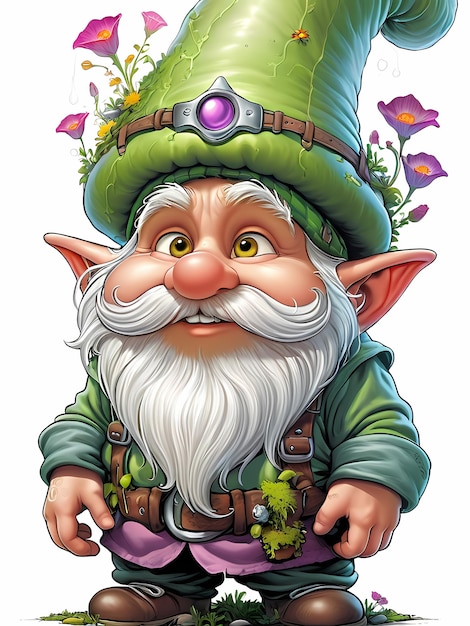 a cartoon of a gnome fantasy gnome cute 3d cartoon gnome isolated white background spring gnome