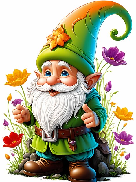 a cartoon of a gnome fantasy gnome cute 3d cartoon gnome isolated white background spring gnome