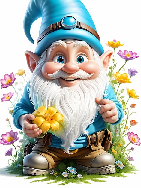 a cartoon of a gnome fantasy gnome cute 3d cartoon gnome isolated white background spring gnome