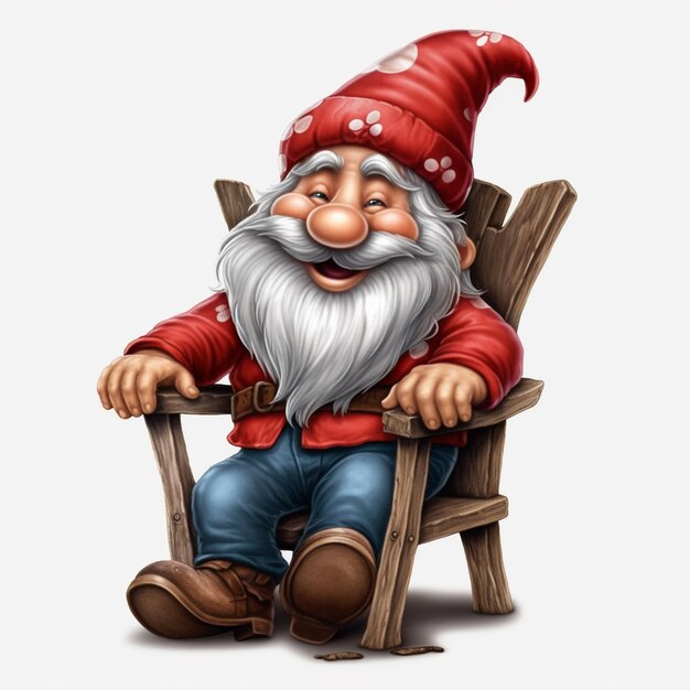 Premium AI Image | Cartoon gnome sitting on a chair