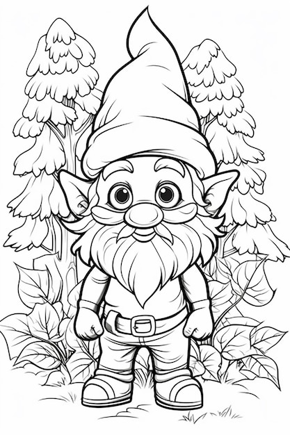 a cartoon gnome with a beard and boots stands in the woods generative ai