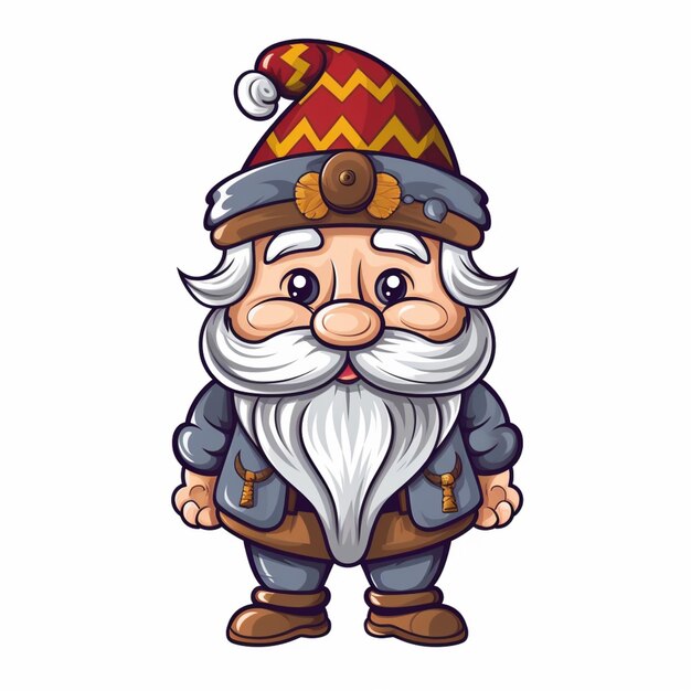 Photo cartoon gnome with a long beard and a hat generative ai