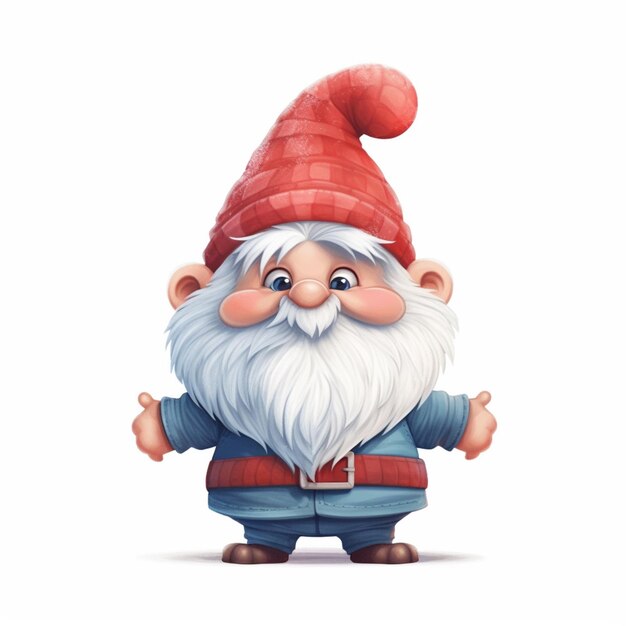 Cartoon gnome with red hat and blue pants generative ai