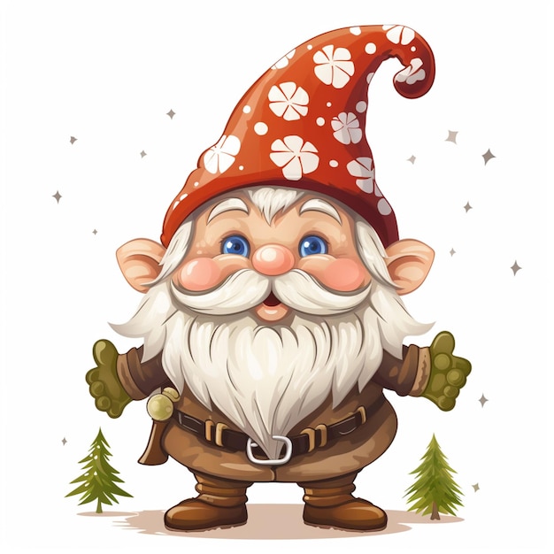 cartoon gnome with a red hat and a white beard generative ai