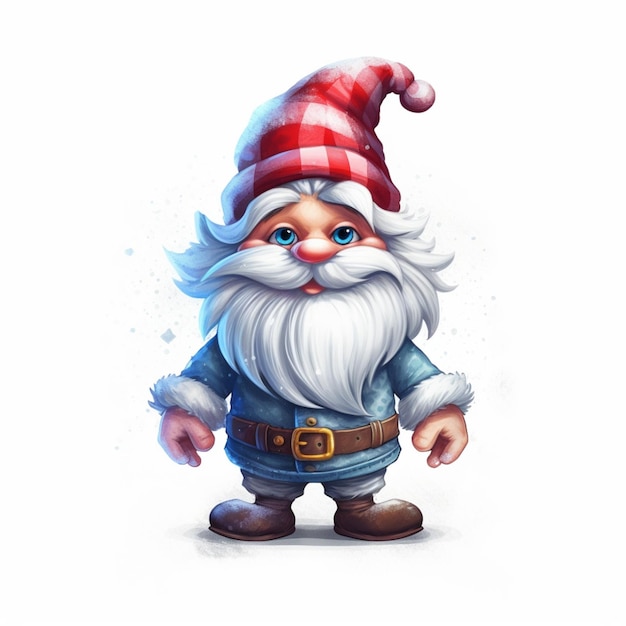 Cartoon gnome with a red hat and a white beard generative ai