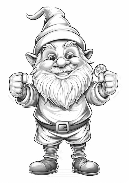 a cartoon gnome with a thumbs up and a beard generative ai