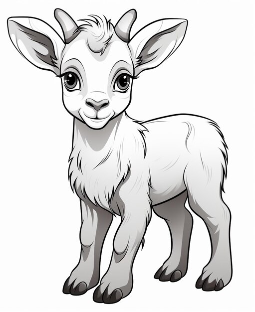 Photo a cartoon goat standing in front of a white background generative ai