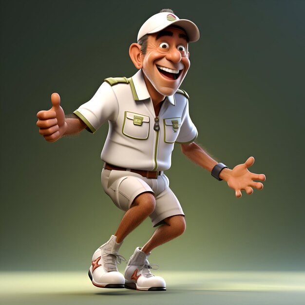 Photo cartoon golfer with thumbs up gesture 3d illustration