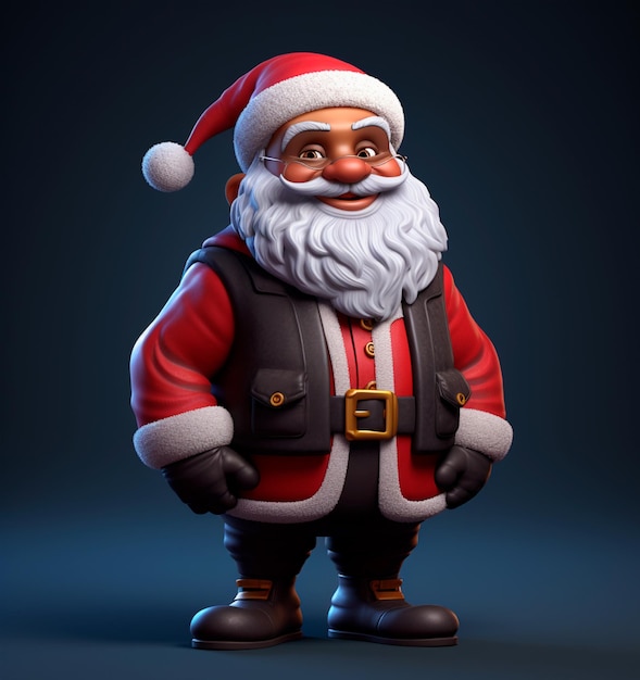 Cartoon of good old black santa claus 3d