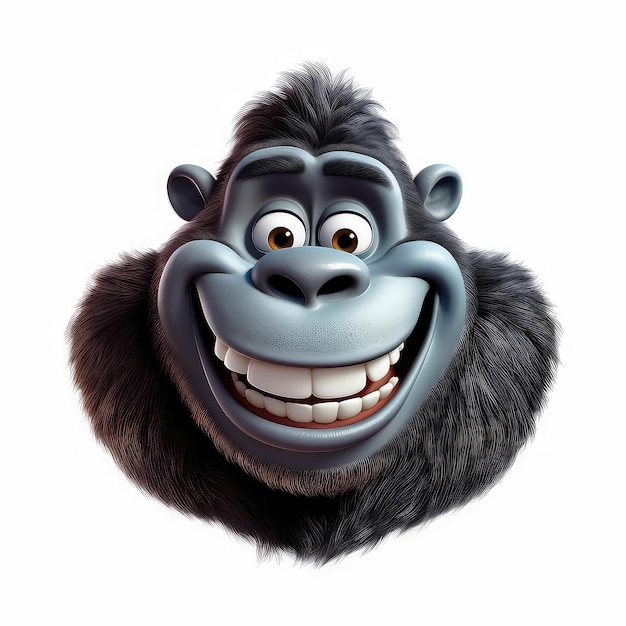 Cartoon Gorilla mascot smiley face on white background