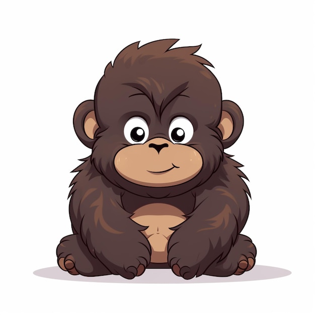 cartoon gorilla sitting on the ground with his eyes wide open generative ai