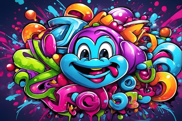 Cartoon Graffiti Wallpaper Cartoon Graffiti Achtergrond Cartoon Graffiti Patroon Cartoon Karakter Graffiti achtergrond Cartoon Karakter Graffiti Art Graffiti Achtergrond AI Generatief