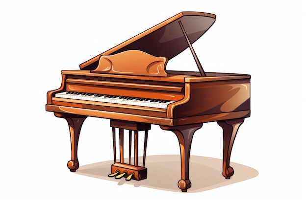 Cartoon of a Grand Piano on a White Background