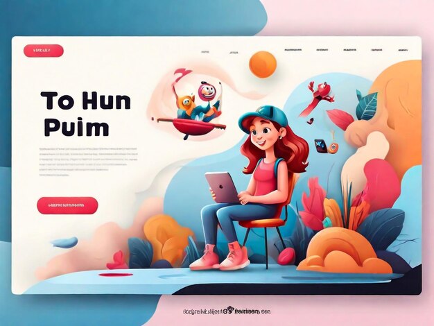 Cartoon graphic design landing page