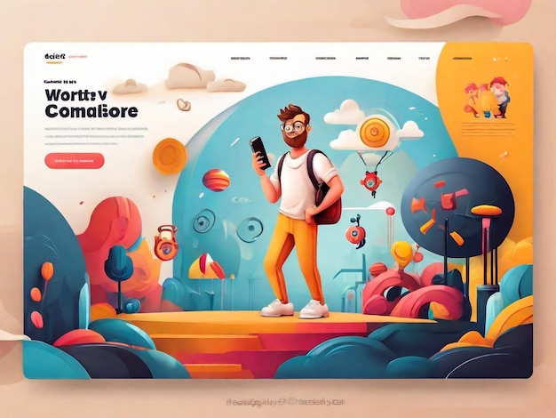 Cartoon graphic design landing page