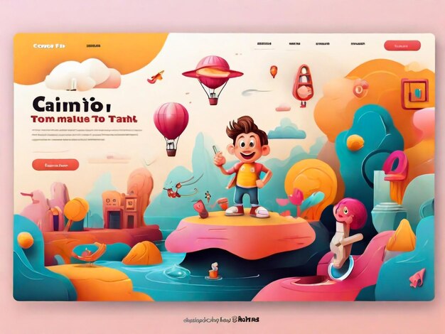 Cartoon graphic design landing page