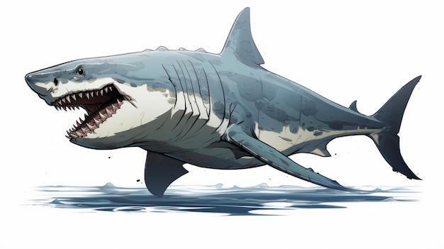 Photo cartoon great white shark drawing by mike mignola