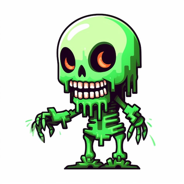 cartoon green skeleton with glowing eyes and a green face generative ai