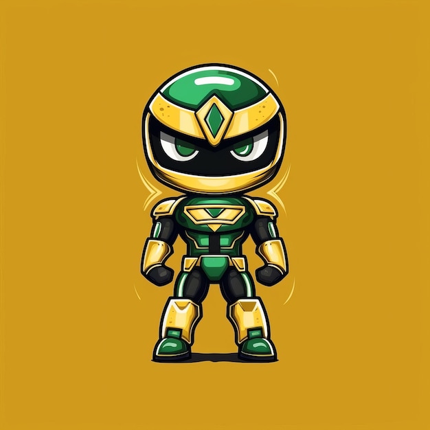 A cartoon green and yellow ninja warrior