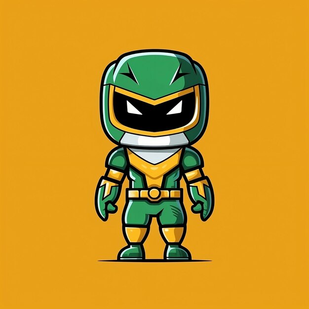 A cartoon green and yellow ninja warrior