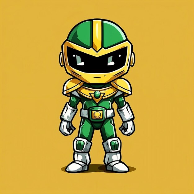 A cartoon green and yellow ninja warrior