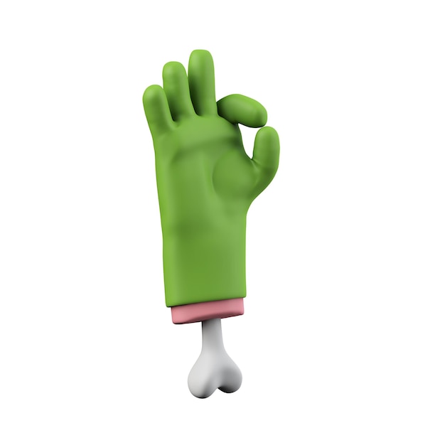 Cartoon griezelige halloween groene monster hand d rendering