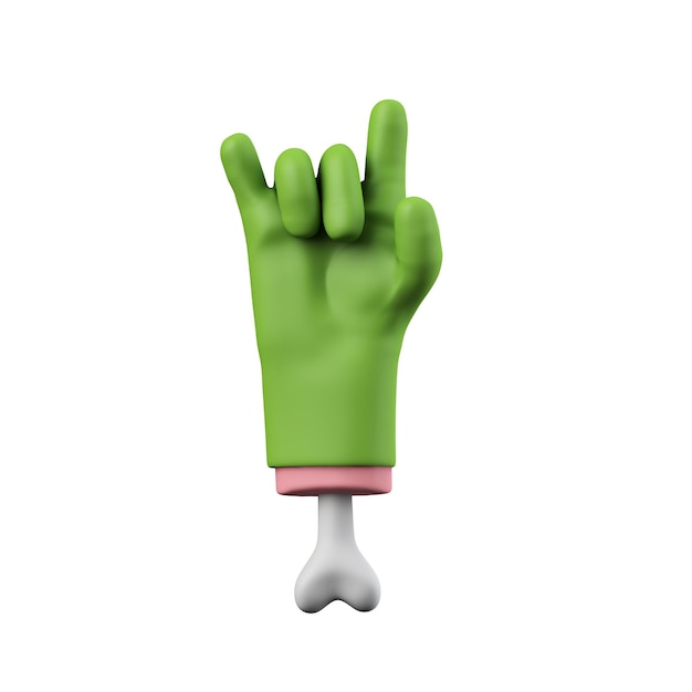 Cartoon griezelige halloween groene monster hand d rendering