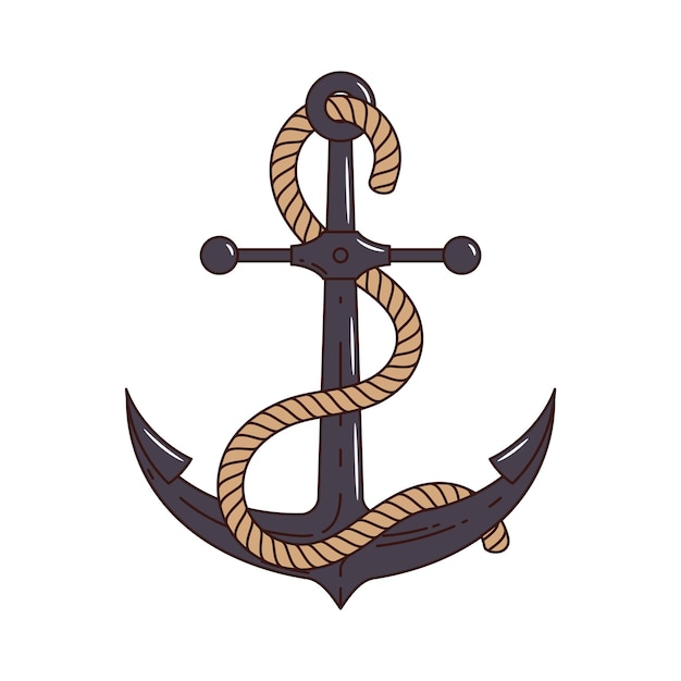 Cartoon groovy piraat en corsair schip anker