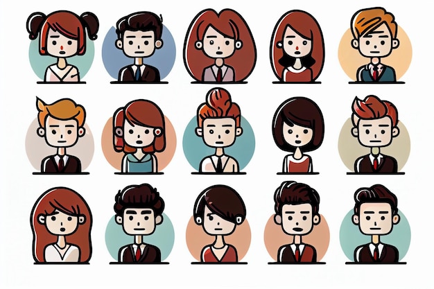 A cartoon of a group of people with different colored faces.