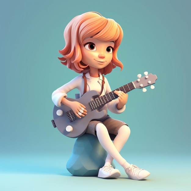 Cartoon guitar 3D