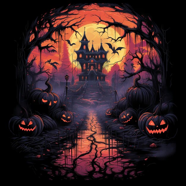 Cartoon Halloween spooky house