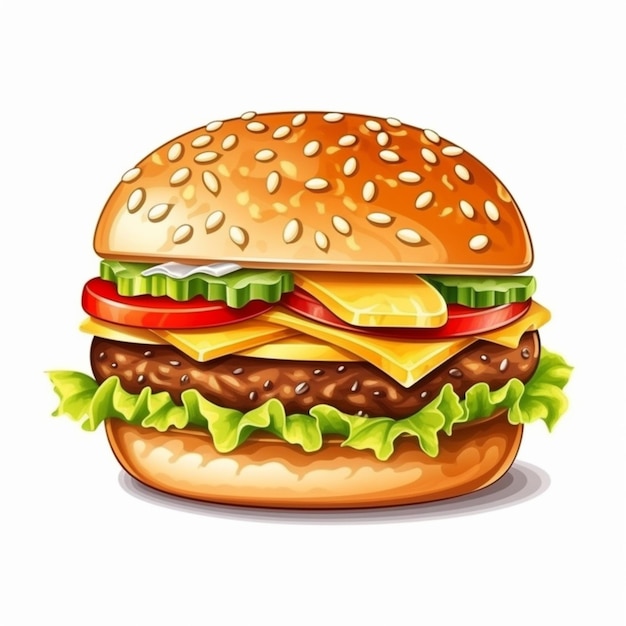 A cartoon hamburger with cheese generative ai