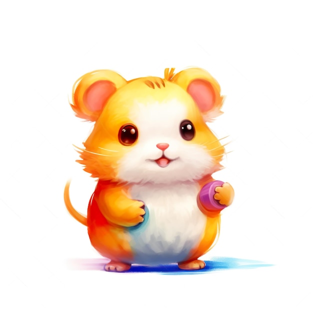 A cartoon hamster holding a purple object Generative AI image