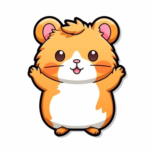 Foto cartoon hamster met een grote glimlach op zijn gezicht generatieve ai