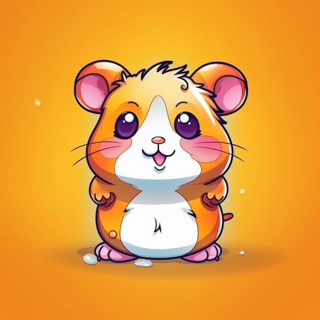 Cartoon hamster sitting on its hind legs with a smile on its face generative ai
