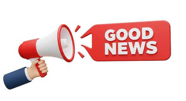 cartoon hand holding megaphone with good news speech bubble promotion and advertising concept important information special offer sale message announcement