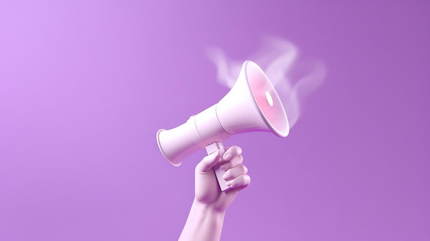 Cartoon hand holding megaphone with speech bubble Generative AI