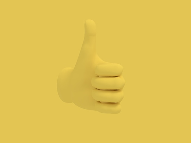 Cartoon hand thumb up on yellow color background