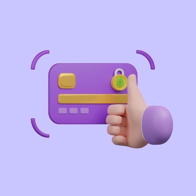 Cartoon Hand weergegeven: beste beveiliging van creditcardmaatschappij 3d render illustratie