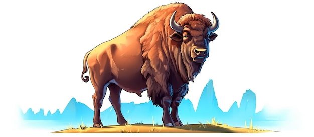 Photo cartoon happy bison