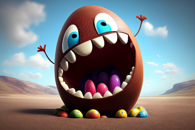 Cartoon happy easter egg