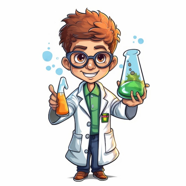 Photo cartoon happy science student