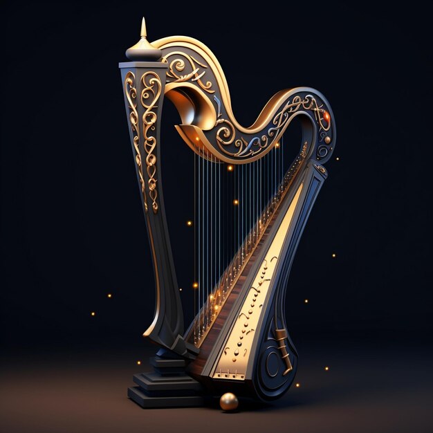 Cartoon harp 3D